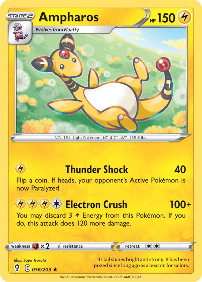 Ampharos #56/203 Rare - Evolving Skies Pokemon card