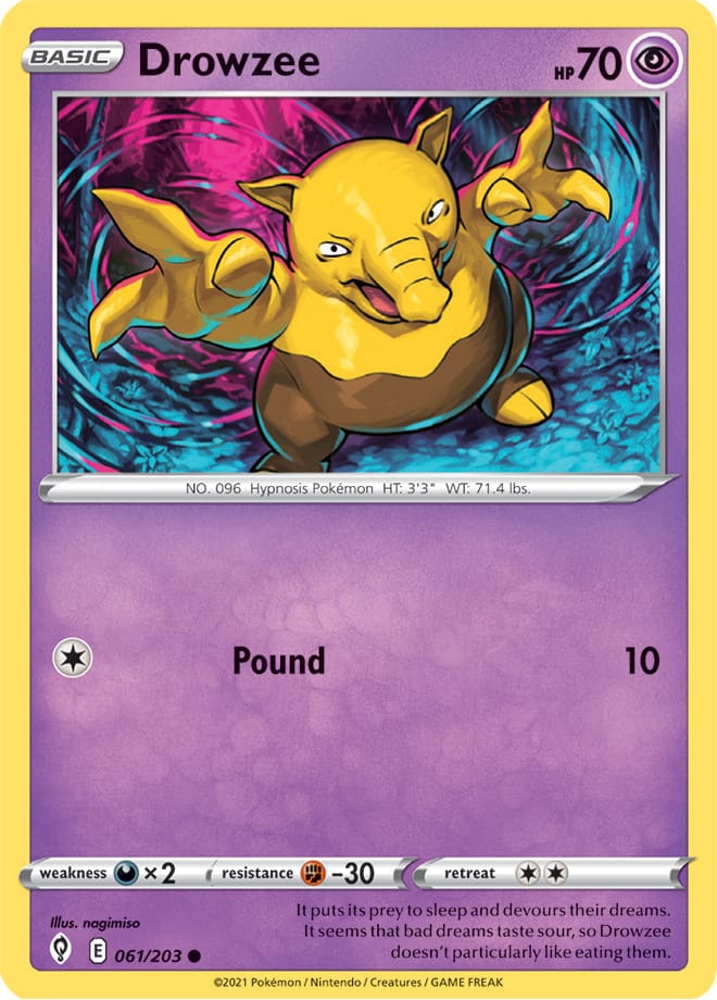Drowzee #61/203 Common - Evolving Skies Pokemon card