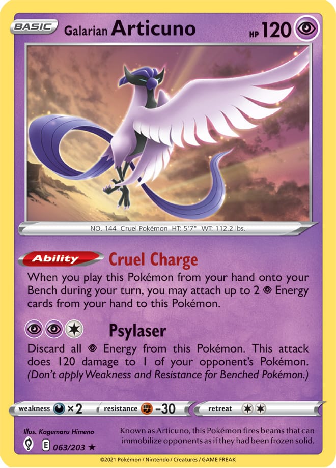 Articuno #63/203 Holo Rare - Evolving Skies Pokemon card