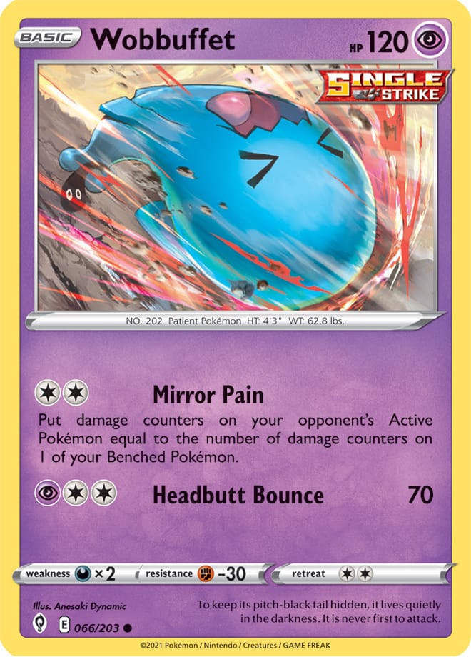 Wobbuffet #66/203 Common - Evolving Skies Pokemon card