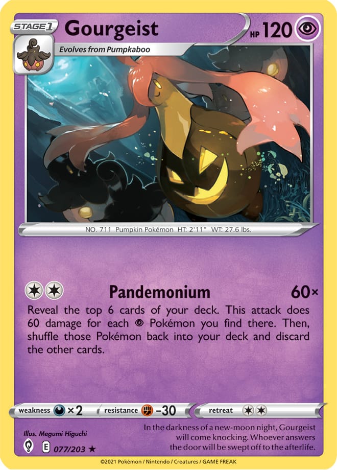 Gourgeist #77/203 Rare - Evolving Skies Pokemon card