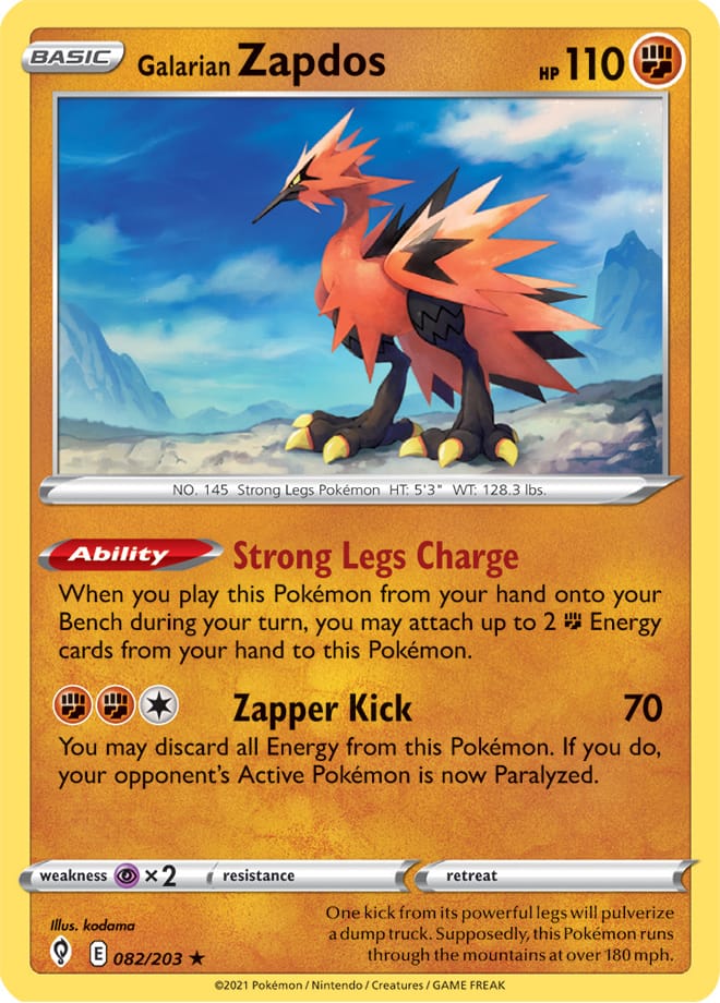 Zapdos #82/203 Holo Rare - Evolving Skies Pokemon card