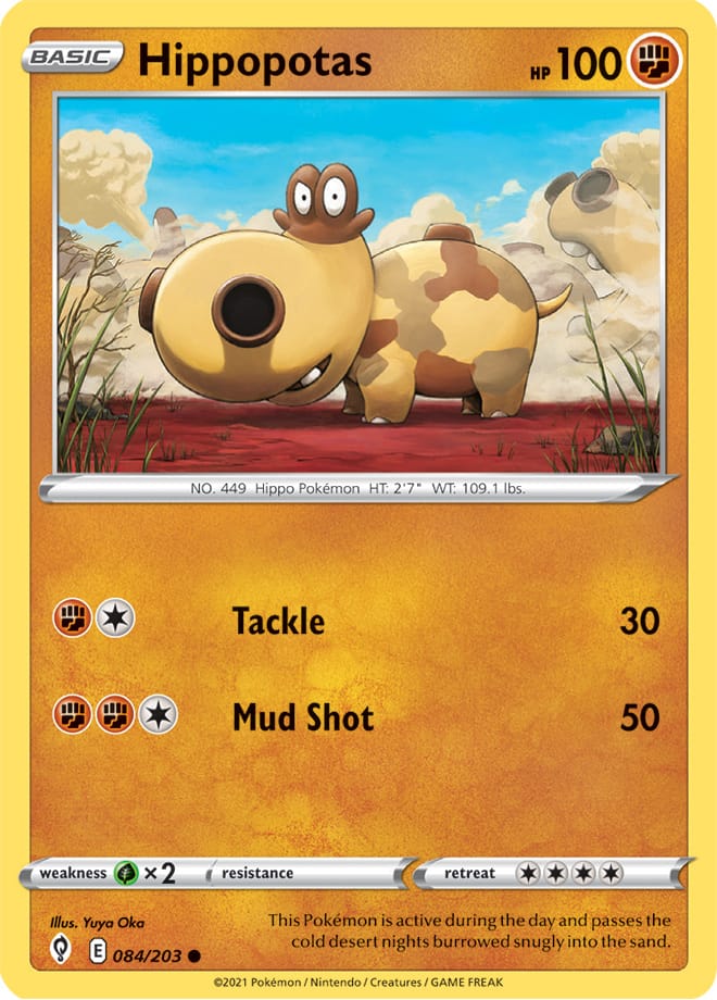 Hippopotas #84/203 Common - Evolving Skies Pokemon card