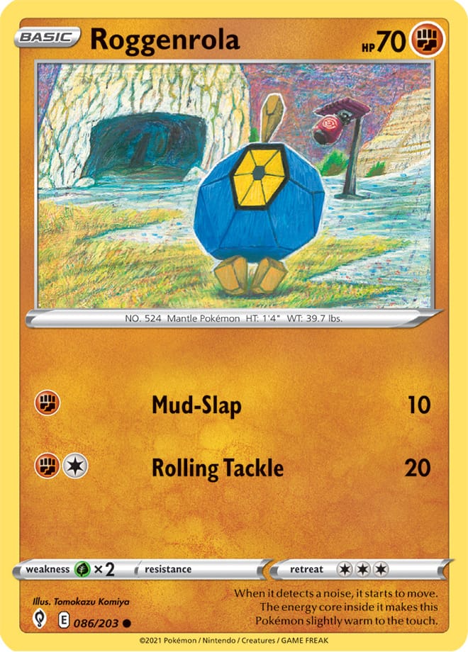Roggenrola #86/203 Common - Evolving Skies Pokemon card