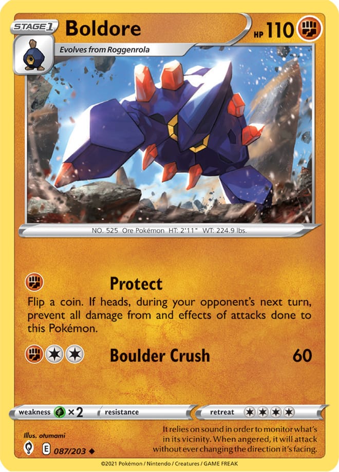 Boldore #87/203 Uncommon - Evolving Skies Pokemon card