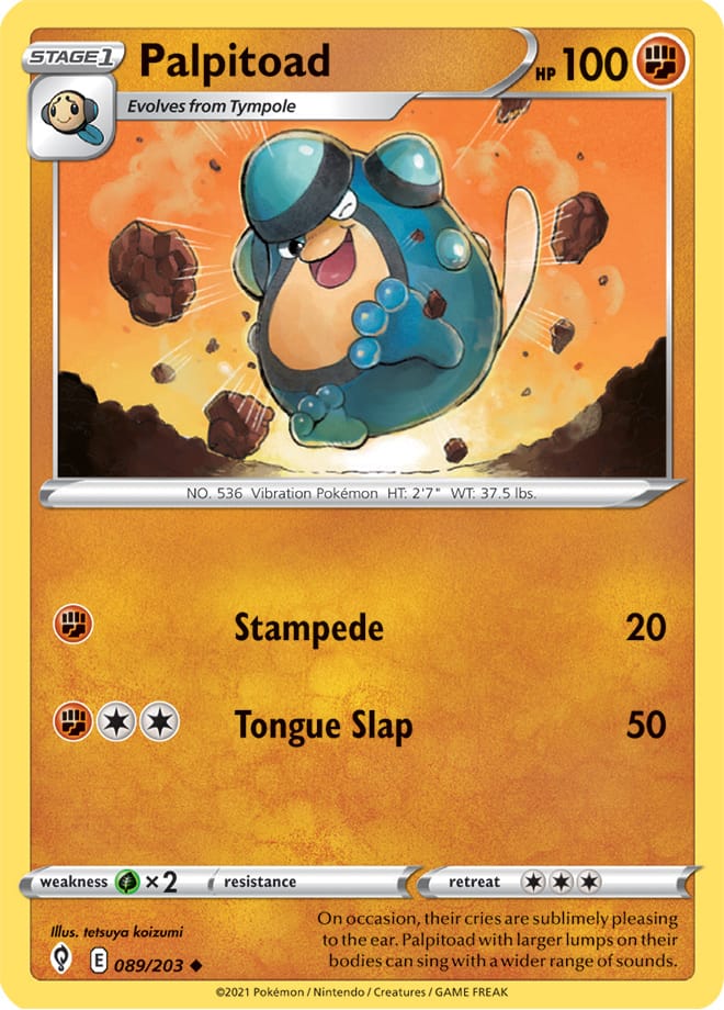 Palpitoad #89/203 Uncommon - Evolving Skies Pokemon card