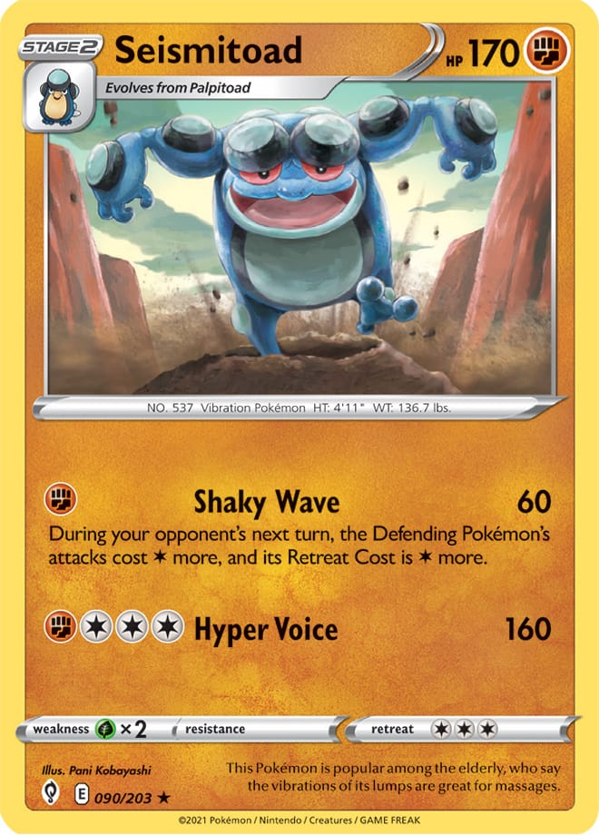 Seismitoad #90/203 Rare - Evolving Skies Pokemon card