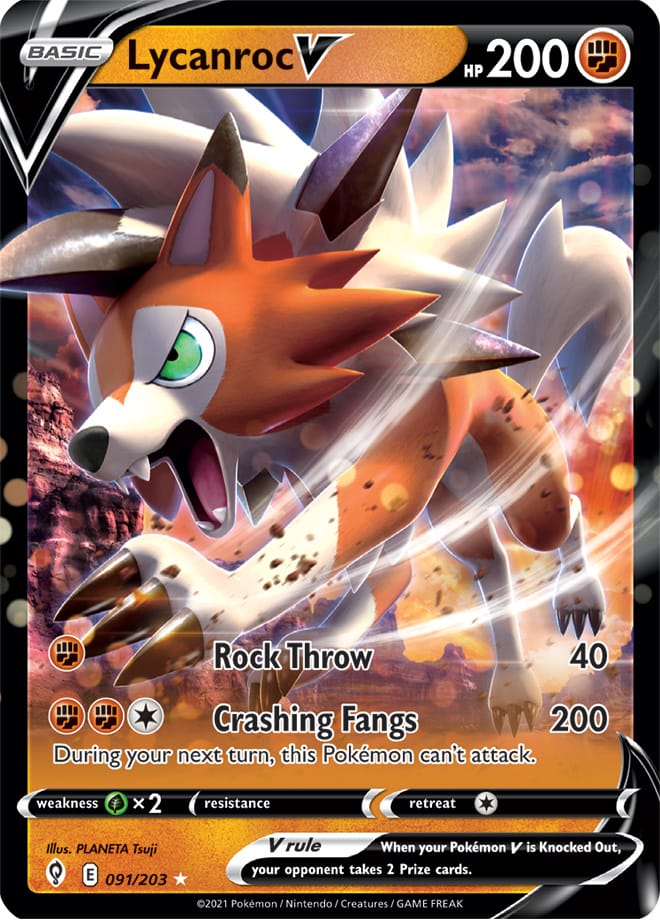 Lycanroc #91/203 Ultra Rare - Evolving Skies Pokemon card