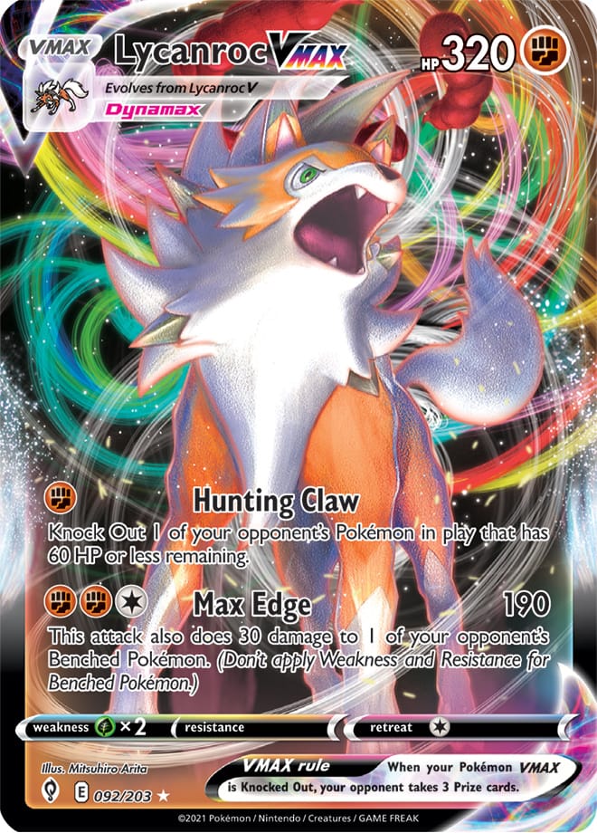 Lycanroc #92/203 Ultra Rare - Evolving Skies Pokemon card