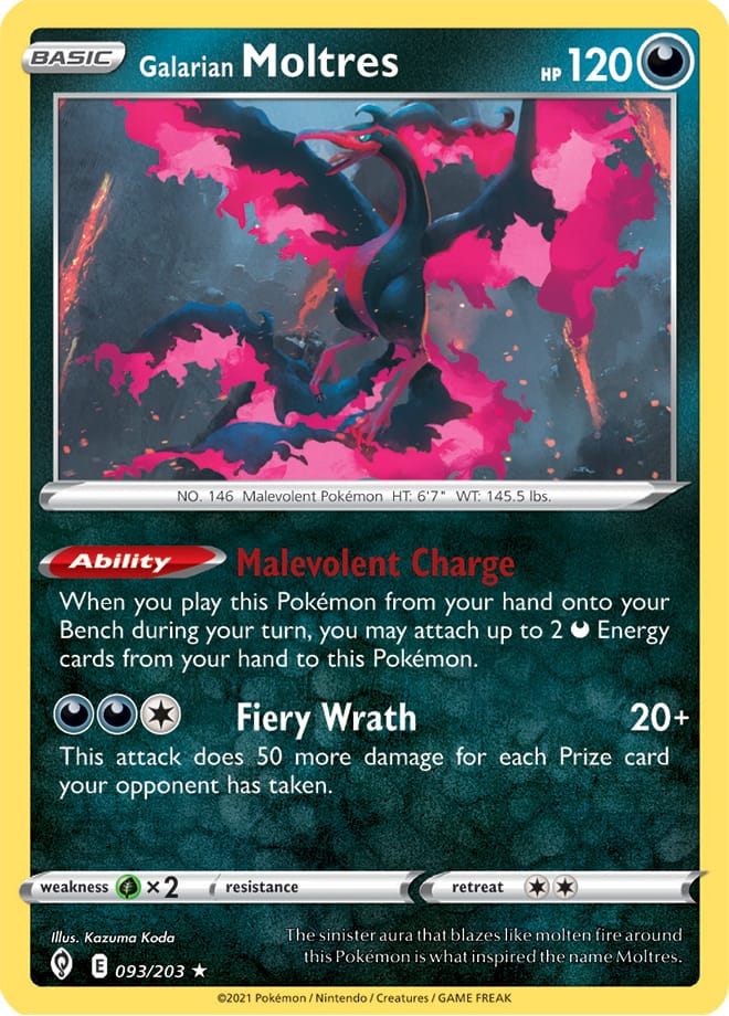Moltres #93/203 Holo Rare - Evolving Skies Pokemon card
