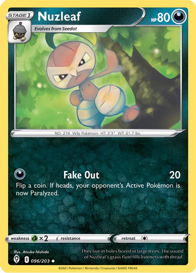 Nuzleaf #96/203 Uncommon - Evolving Skies Pokemon card