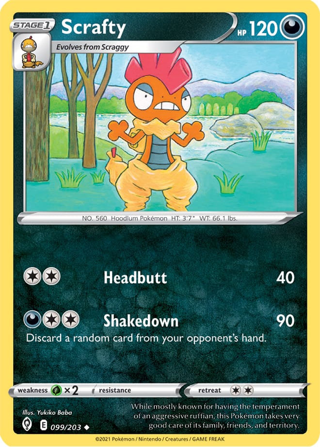 Scrafty #99/203 Uncommon - Evolving Skies Pokemon card