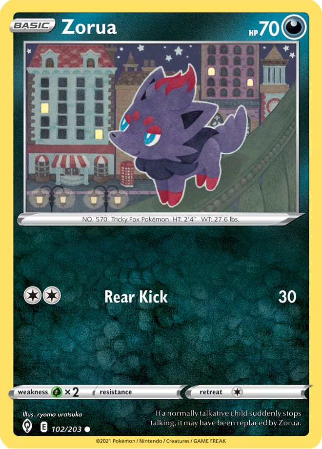 Zorua #102/203 Common - Evolving Skies Pokemon card