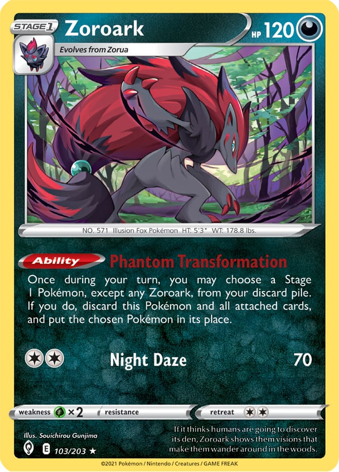 Zoroark #103/203 Holo Rare - Evolving Skies Pokemon card