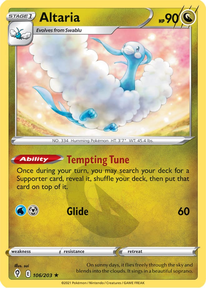 Altaria #106/203 Rare - Evolving Skies Pokemon card