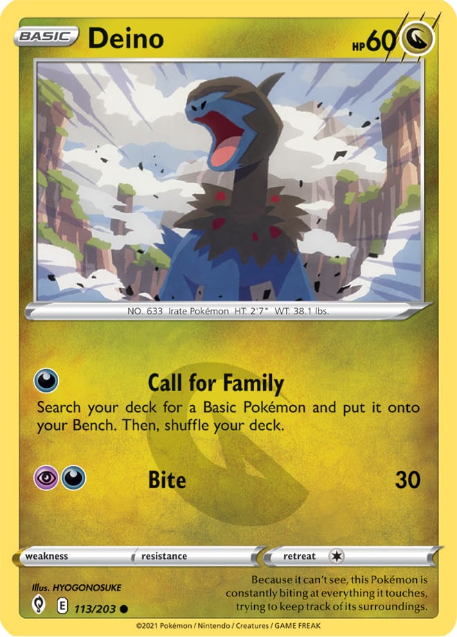 Deino #113/203 Common - Evolving Skies Pokemon card