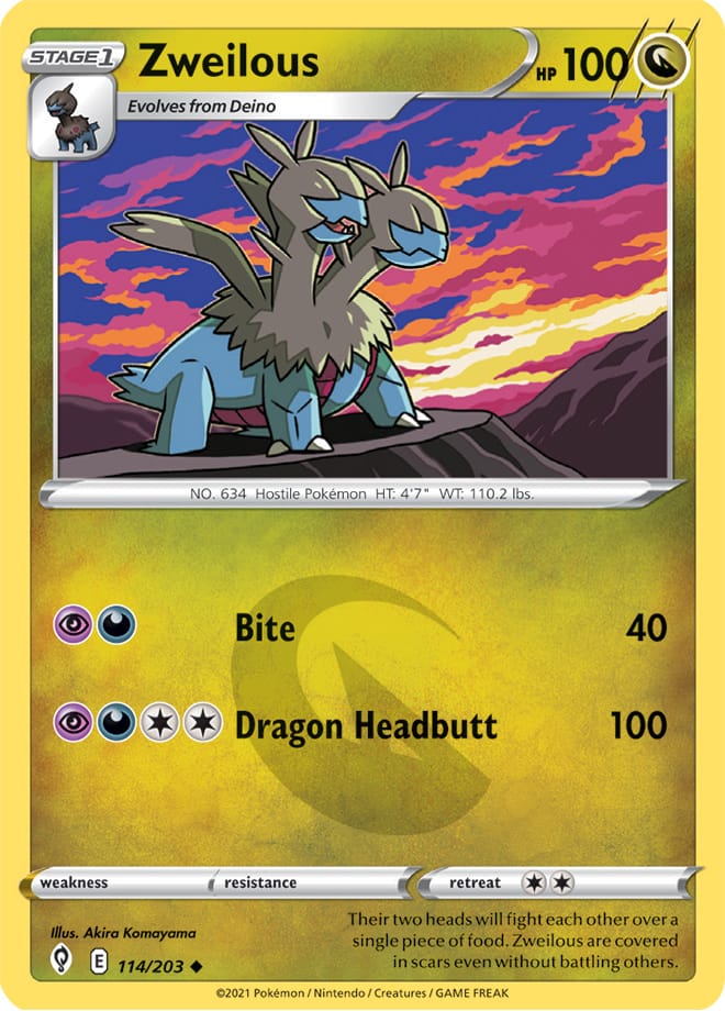 Zweilous #114/203 Uncommon - Evolving Skies Pokemon card