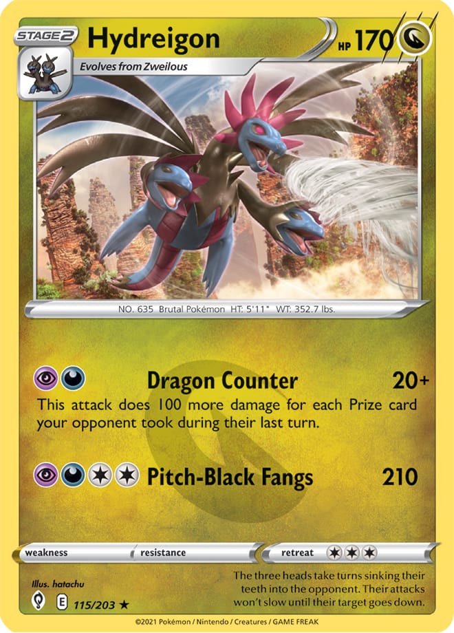 Hydreigon #115/203 Holo Rare - Evolving Skies Pokemon card