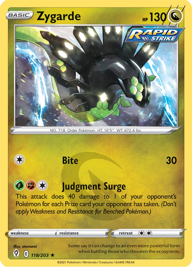 Zygarde #118/203 Holo Rare - Evolving Skies Pokemon card