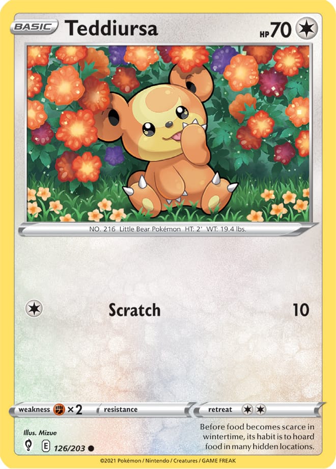 Teddiursa #126/203 Common - Evolving Skies Pokemon card