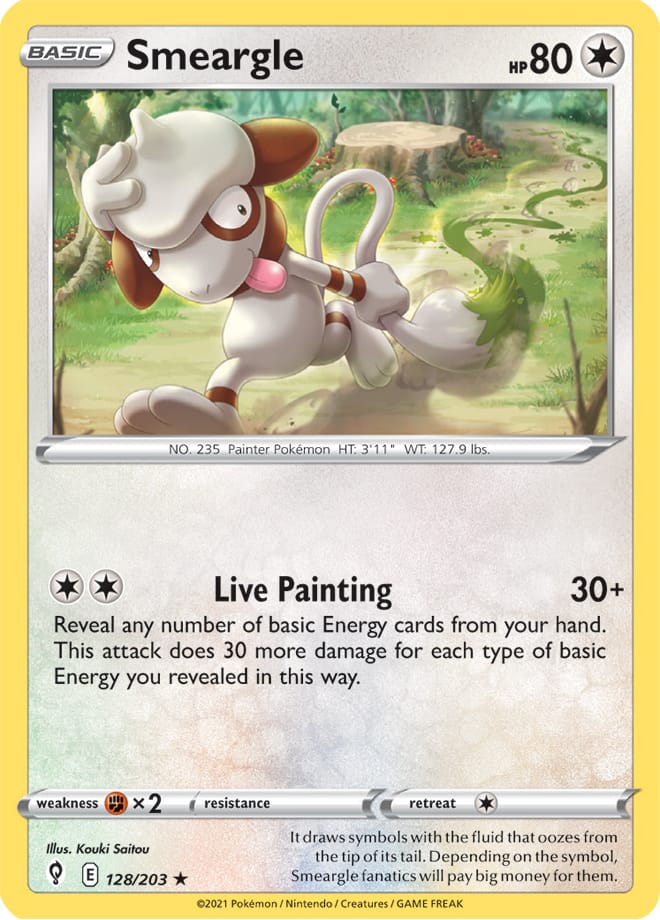 Smeargle #128/203 Rare - Evolving Skies Pokemon card
