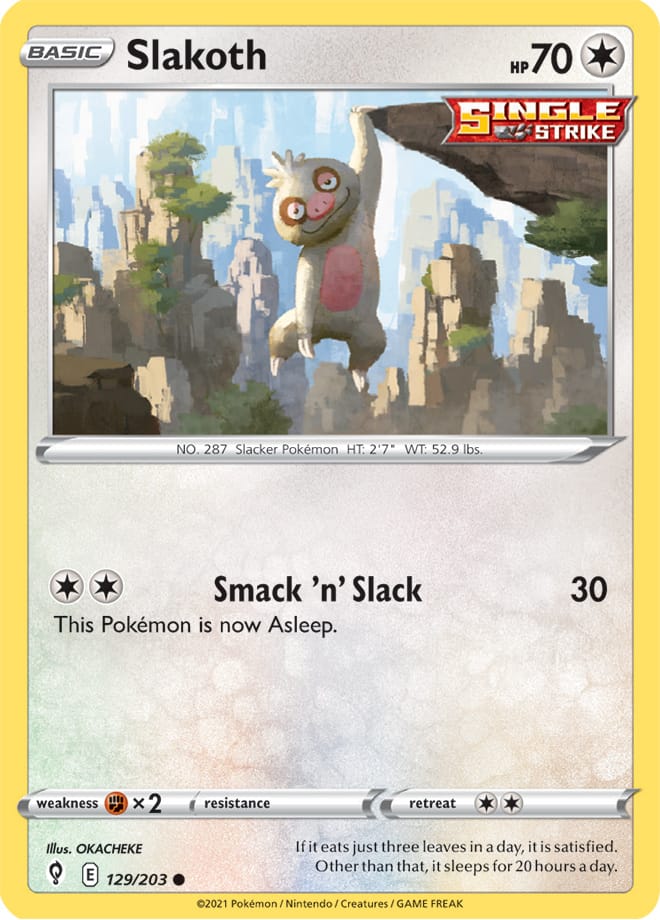 Slakoth #129/203 Common - Evolving Skies Pokemon card