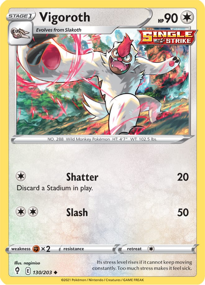 Vigoroth #130/203 Uncommon - Evolving Skies Pokemon card