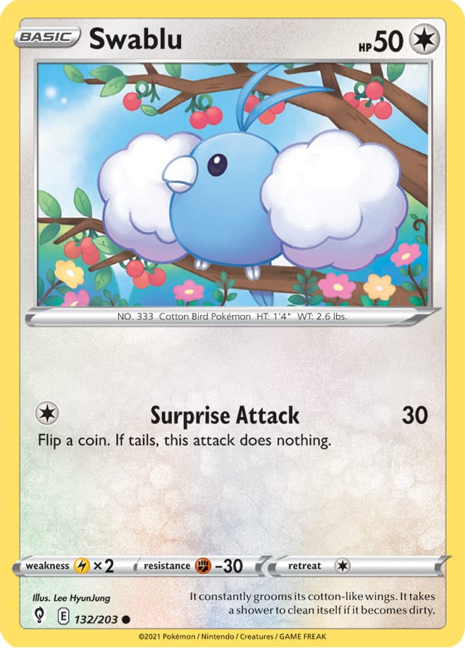 Swablu #132/203 Common - Evolving Skies Pokemon card
