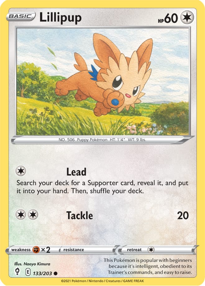 Lillipup #133/203 Common - Evolving Skies Pokemon card