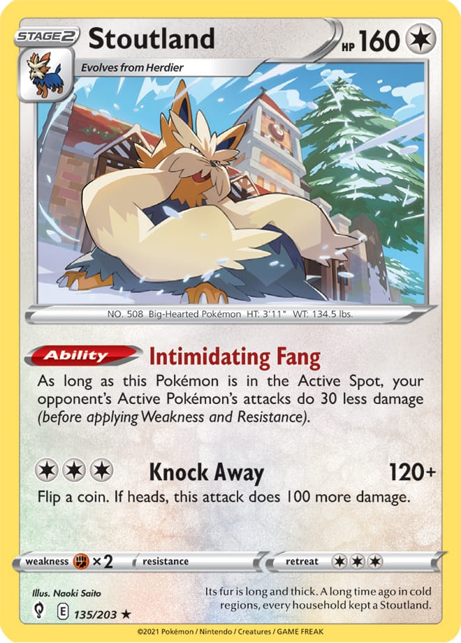 Stoutland #135/203 Rare - Evolving Skies Pokemon card