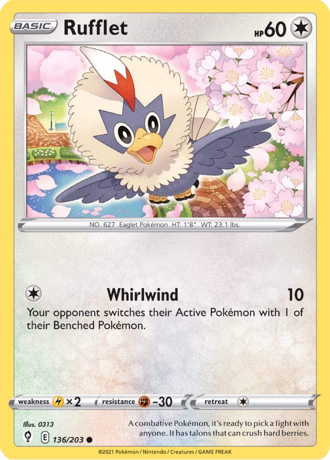Rufflet #136/203 Common - Evolving Skies Pokemon card