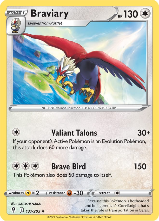 Braviary #137/203 Uncommon - Evolving Skies Pokemon card