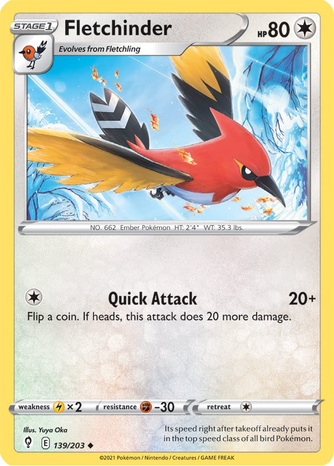 Fletchinder #139/203 Uncommon - Evolving Skies Pokemon card
