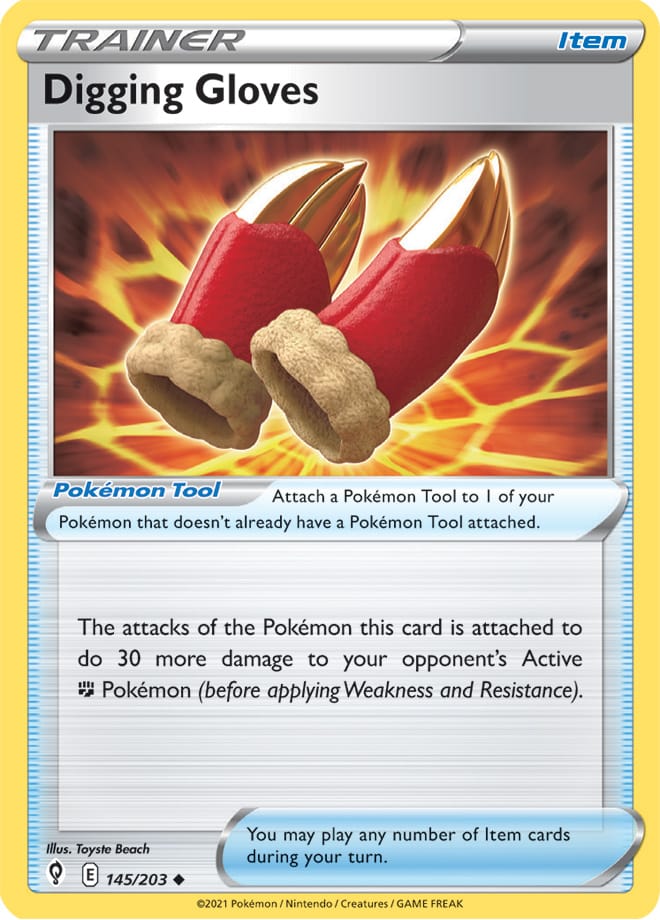 Digging Gloves #145/203 Uncommon - Evolving Skies Pokemon card