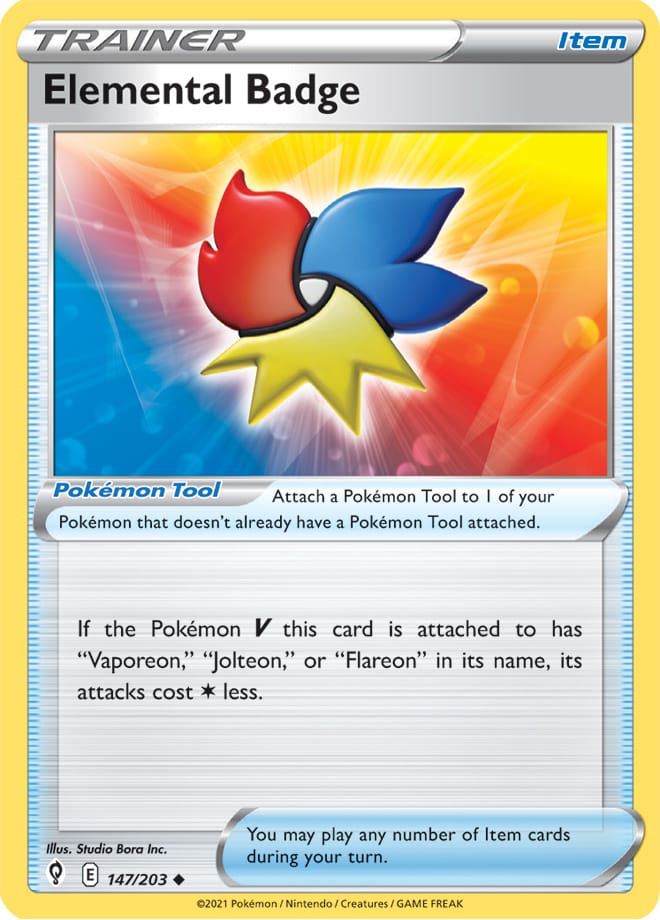Elemental Badge #147/203 Uncommon - Evolving Skies Pokemon card