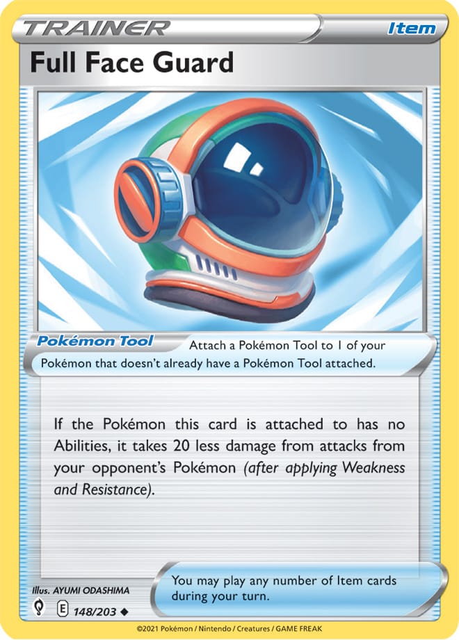 Full Face Guard #148/203 Uncommon - Evolving Skies Pokemon card