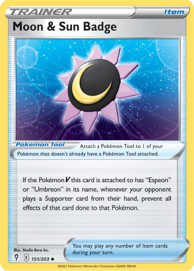Moon & Sun Badge #151/203 Uncommon - Evolving Skies Pokemon card