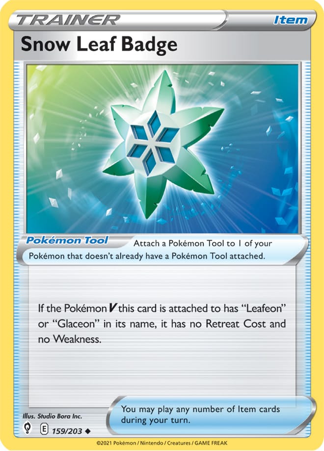 Snow Leaf Badge #159/203 Uncommon - Evolving Skies Pokemon card