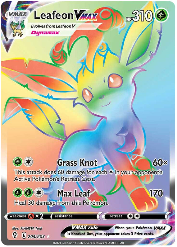 Leafeon #204/203 Secret Rare - Evolving Skies Pokemon card