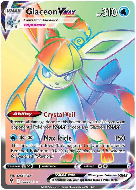 Glaceon #208/203 Secret Rare - Evolving Skies Pokemon card