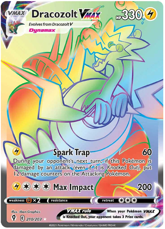Dracozolt #210/203 Secret Rare - Evolving Skies Pokemon card