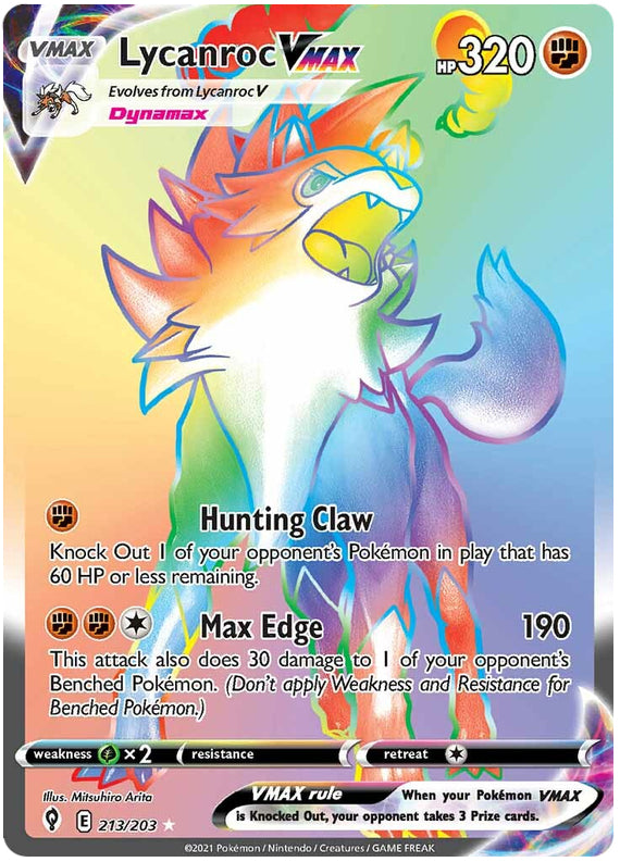 Lycanroc #213/203 Secret Rare - Evolving Skies Pokemon card