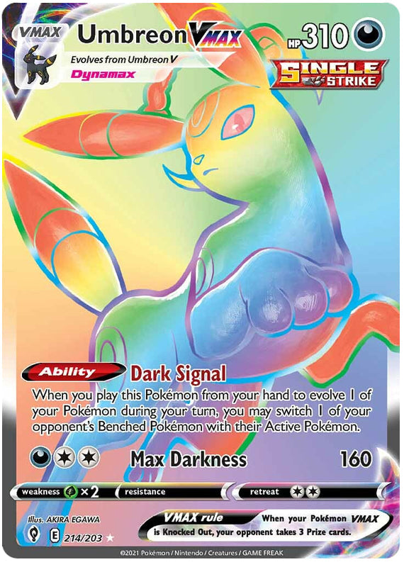 Umbreon #214/203 Secret Rare - Evolving Skies Pokemon card