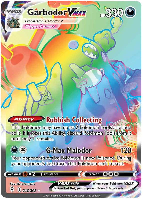 Garbodor #216/203 Secret Rare - Evolving Skies Pokemon card