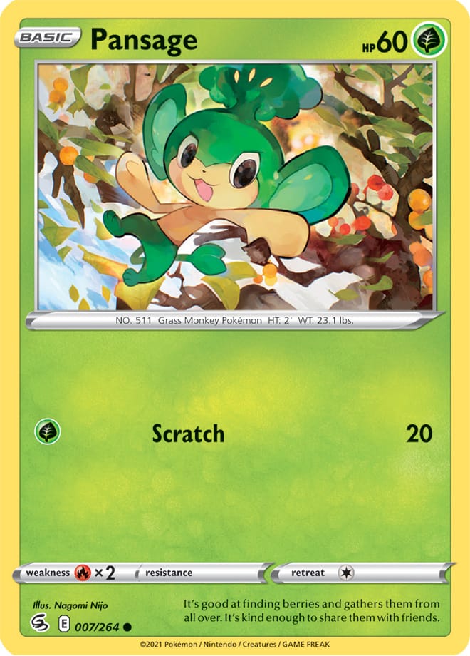 Pansage #7/264 Common - Fusion Strike Pokemon card