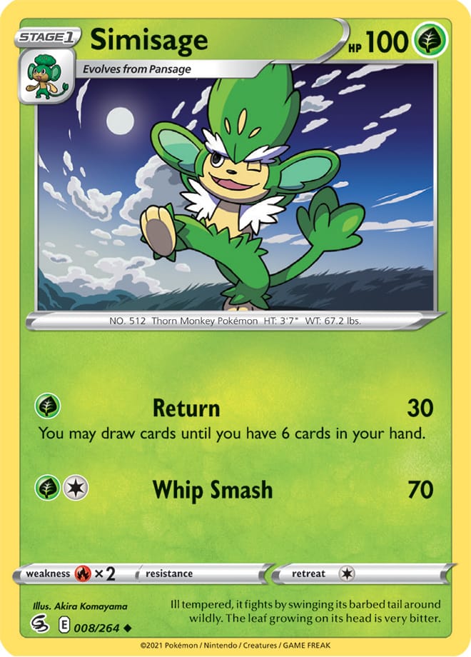 Simisage #8/264 Uncommon - Fusion Strike Pokemon card