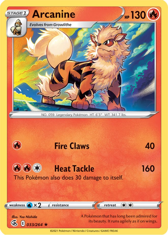Arcanine #33/264 Rare - Fusion Strike Pokemon card