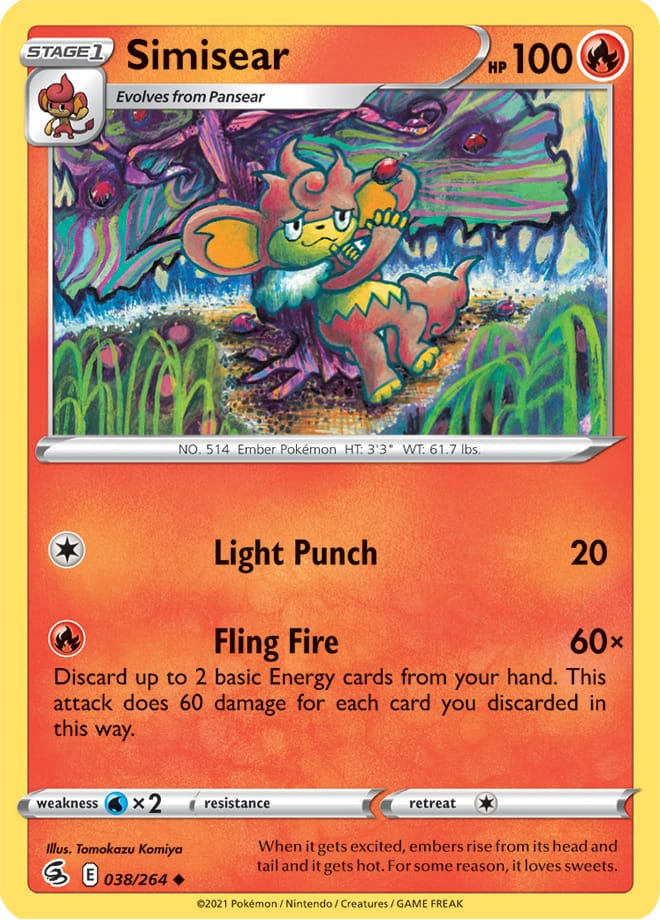 Simisear #38/264 Uncommon - Fusion Strike Pokemon card