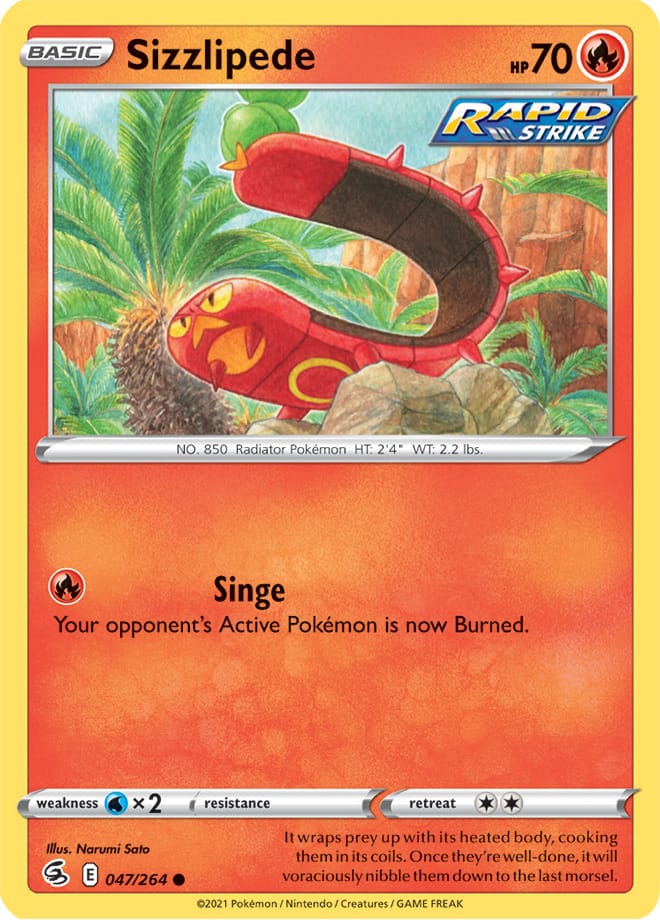 Sizzlipede #47/264 Common - Fusion Strike Pokemon card