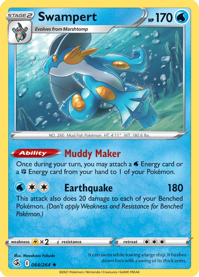 Swampert #64/264 Holo Rare - Fusion Strike Pokemon card
